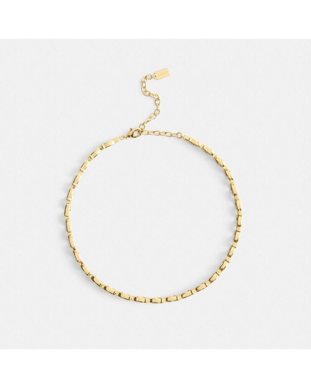 COACH Beveled Signature Link Chain Choker in Metallic | Lyst