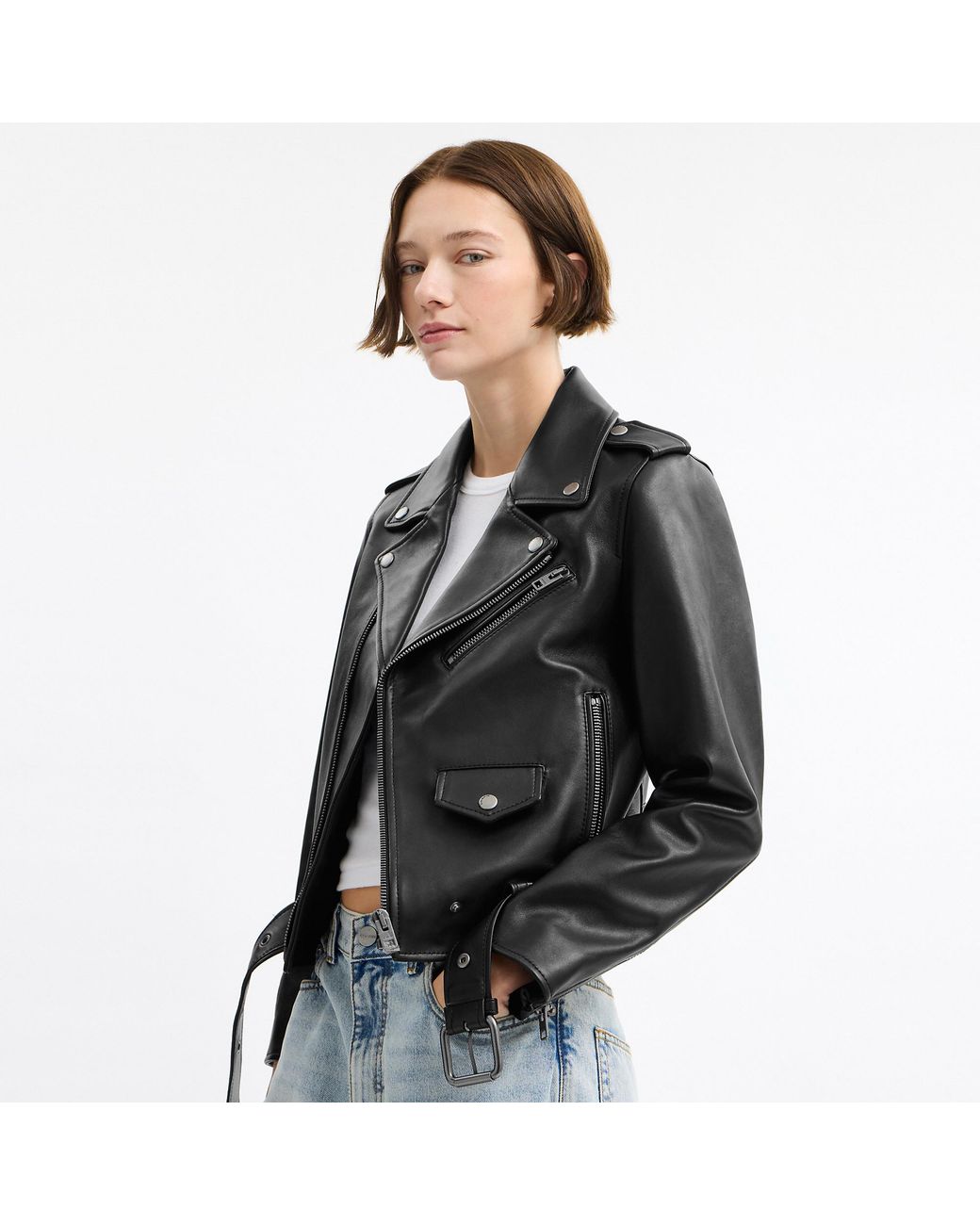 COACH Black Belted Moto Jacket