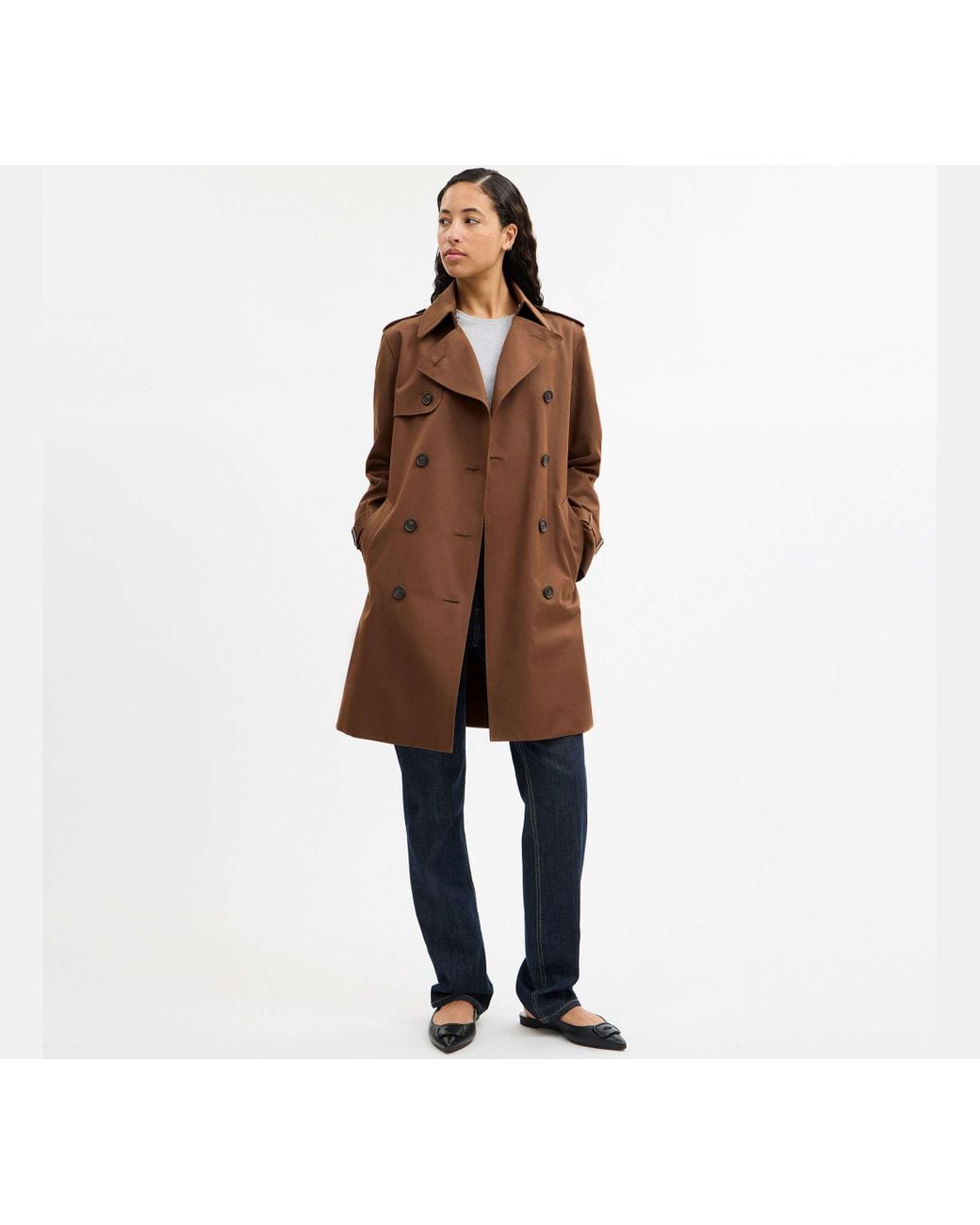 COACH Black Mid Trench Coat