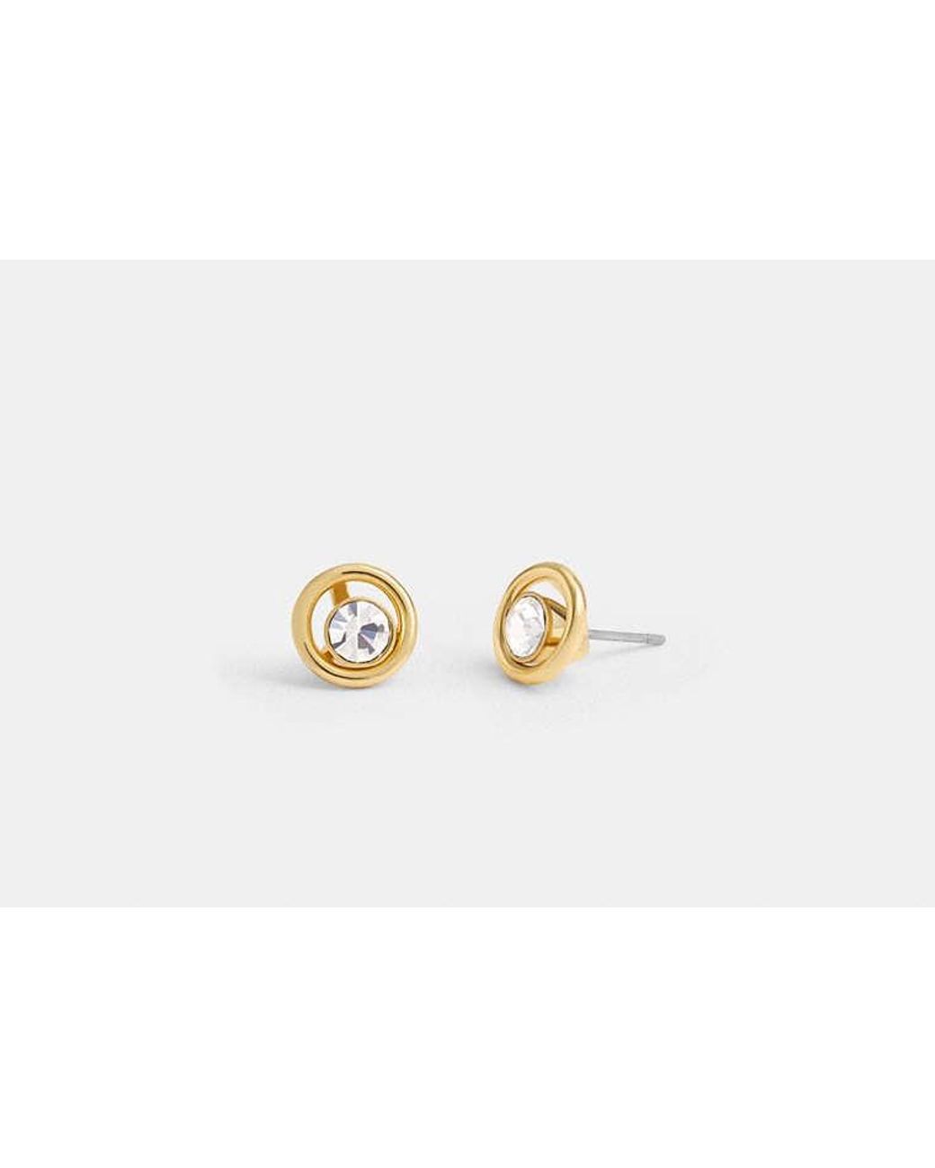 COACH Black Halo Round Stud Earrings