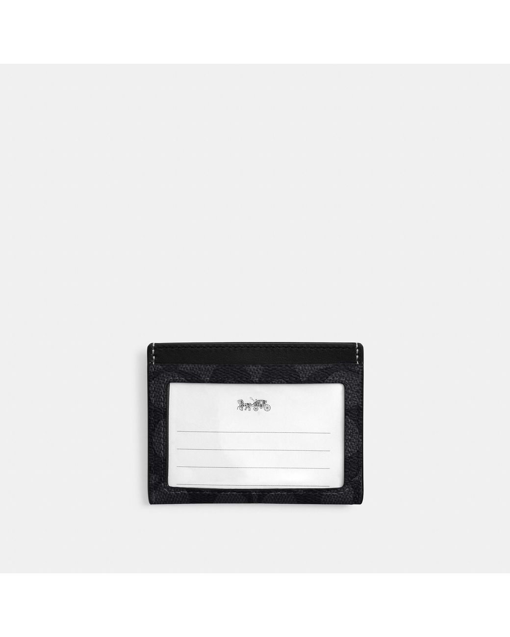 COACH Black Signature Canvas Card Holder for men