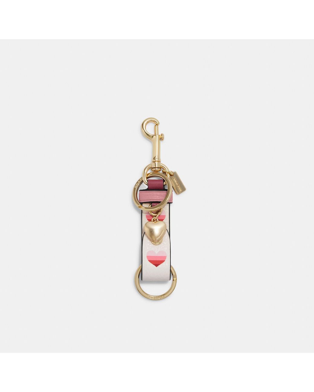 Coach Outlet Trigger Snap Bag Charm With Stripe Heart Print in White Lyst