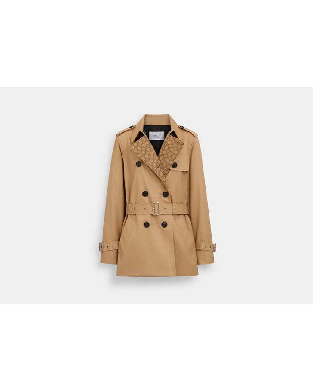 【COACH】Signature Lapel Short Trench ショートトレンチコート Coach Outlet Signature Lapel Short Trench | ShopSimon