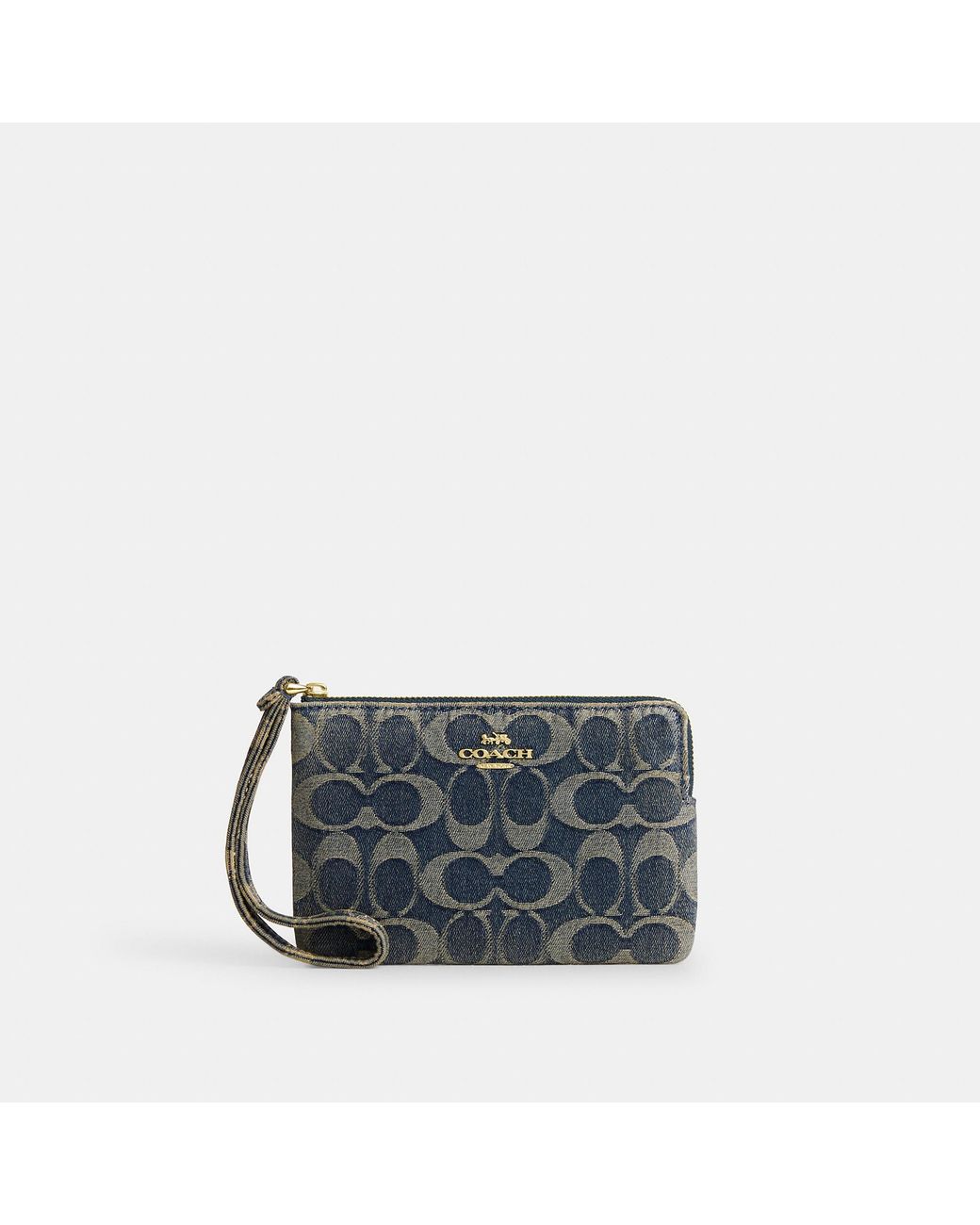 COACH Gray Corner Zip Wristlet
