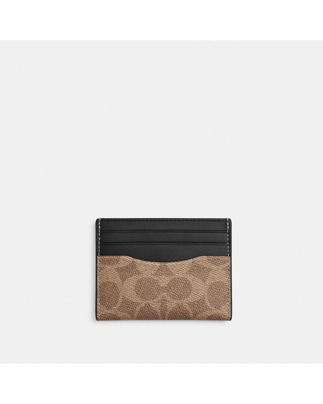 COACH Black Signature Canvas Card Holder for men