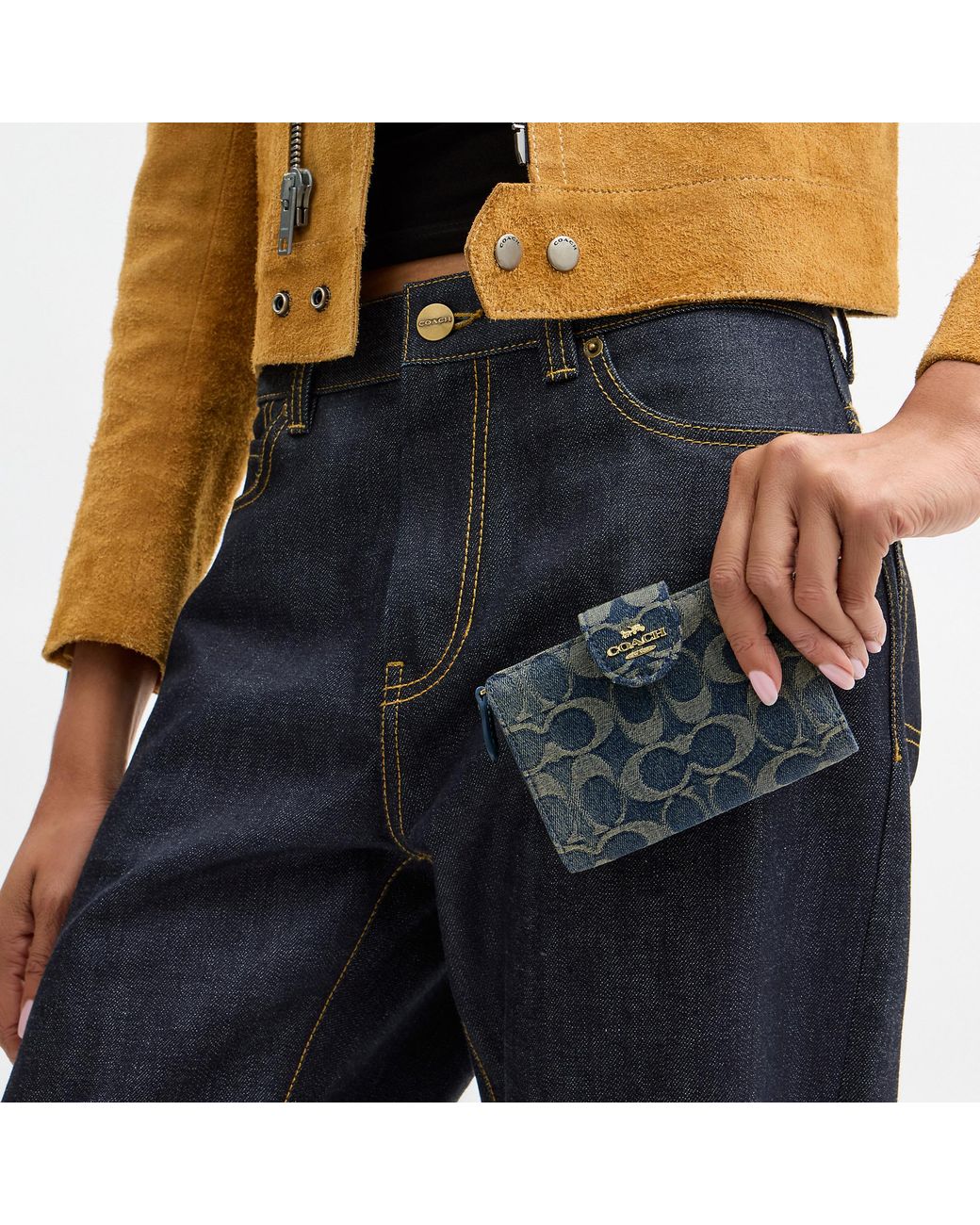COACH Gray Medium Corner Zip Wallet