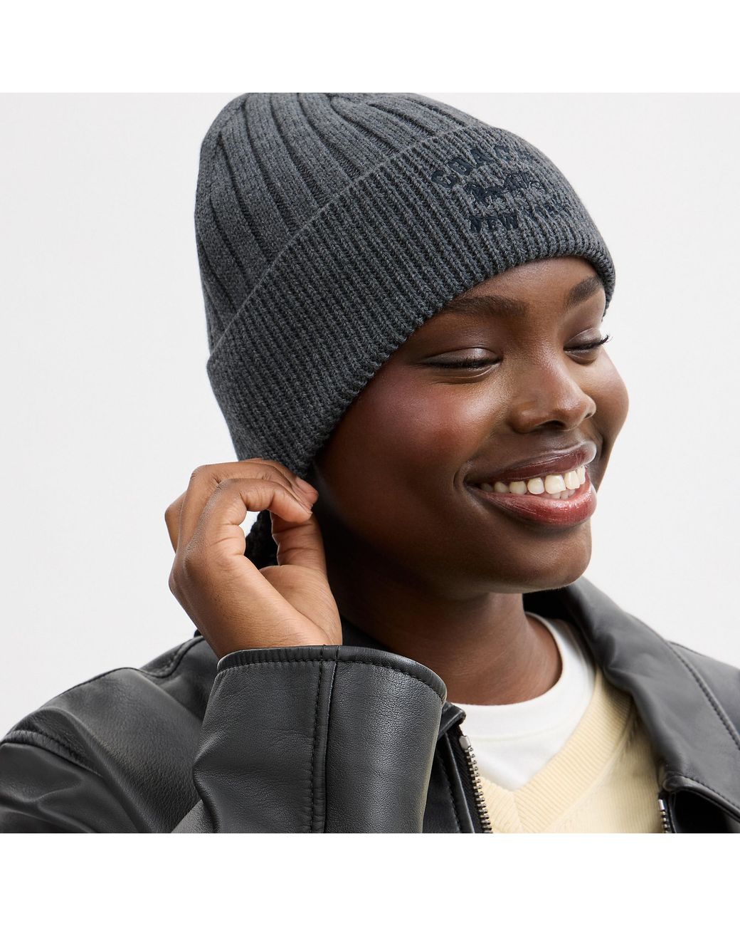 COACH Black Knit Beanie