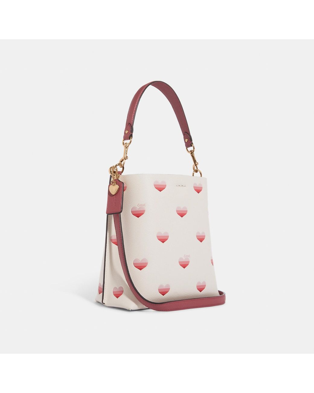 Coach Mollie 22 Small Heart Cherry Print Bucket Handbag