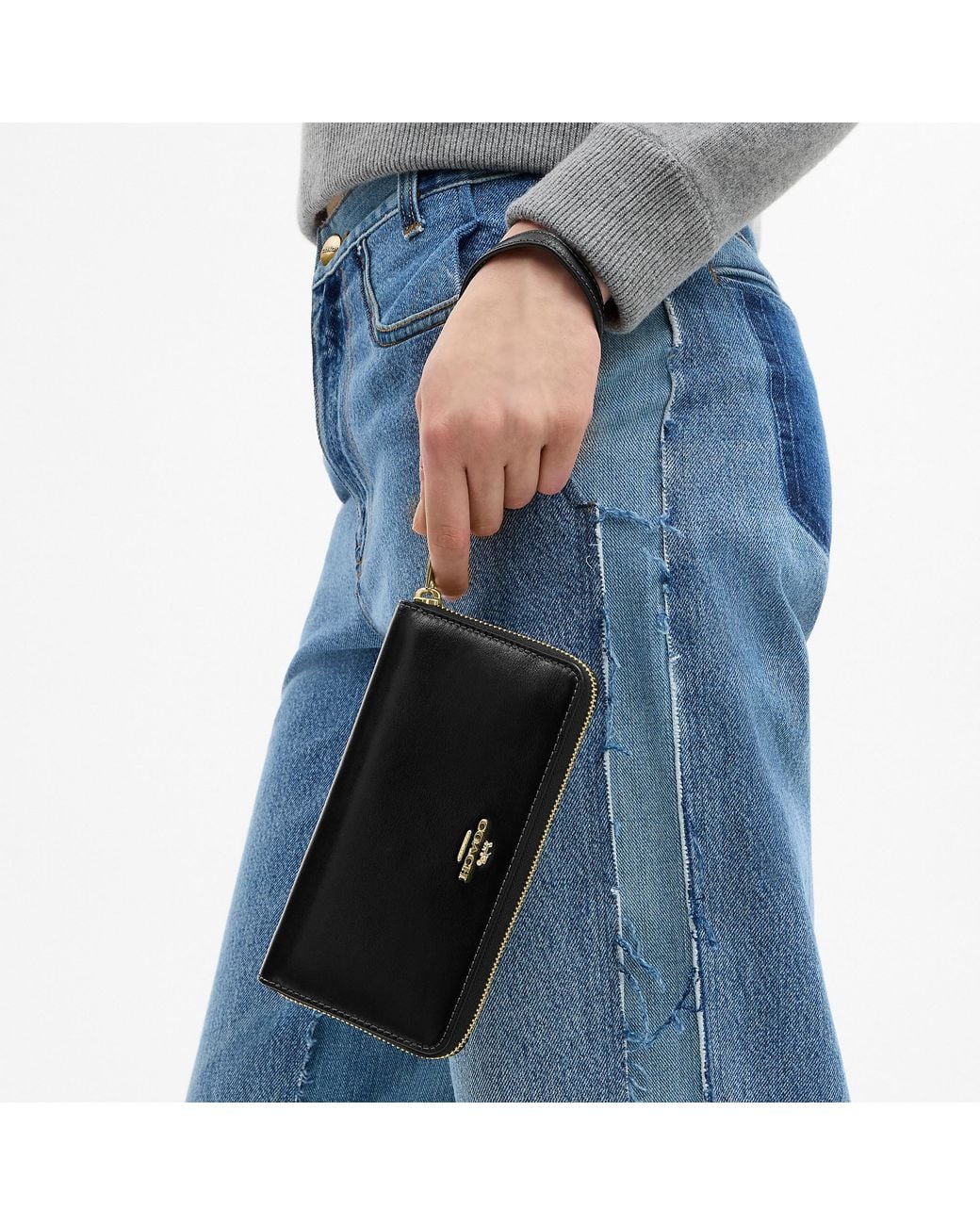 COACH Black Long Zip Around Wallet