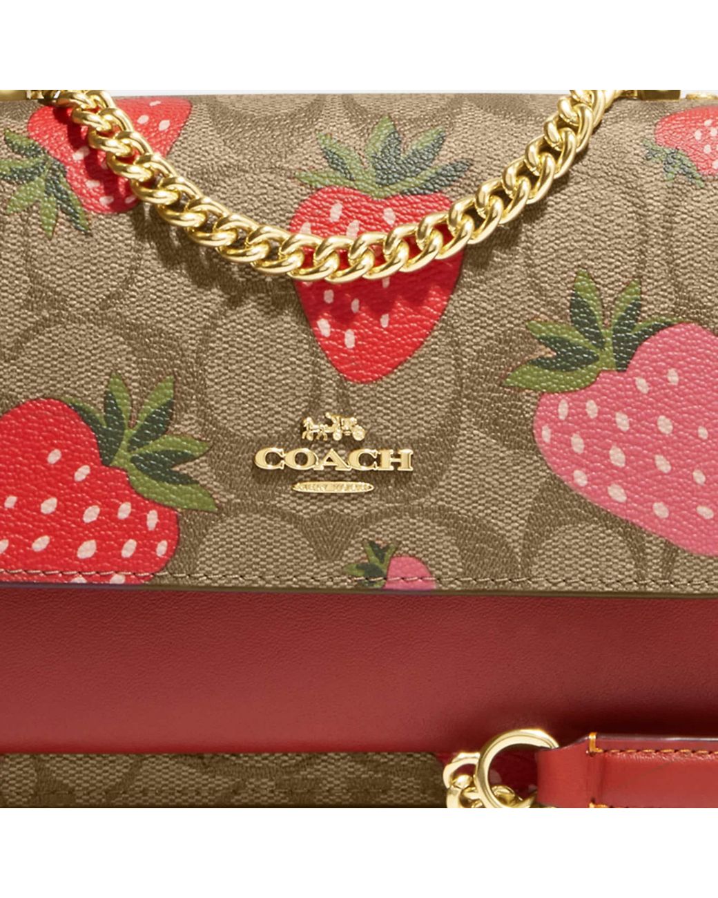 Coach Outlet Mini Wallet On A Chain With Strawberry Print