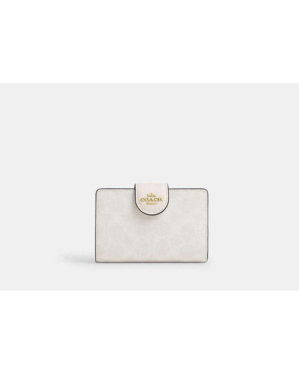 COACH Black Medium Corner Zip Wallet In Signature Canvas
