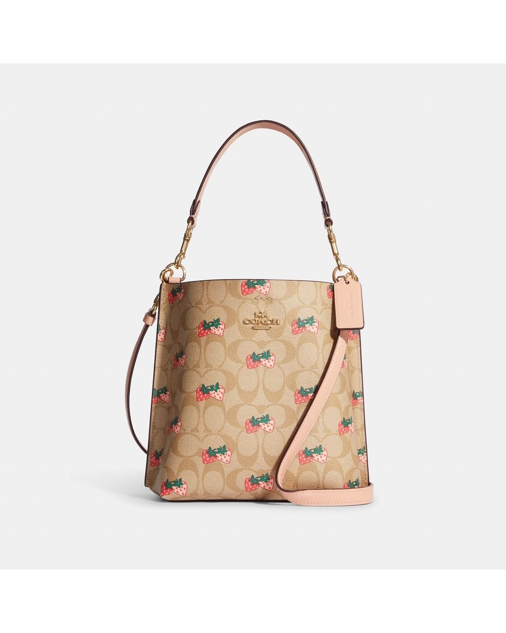 COACH Mollie Bucket Bag 22 In Signature Canvas With Strawberry Print in ...