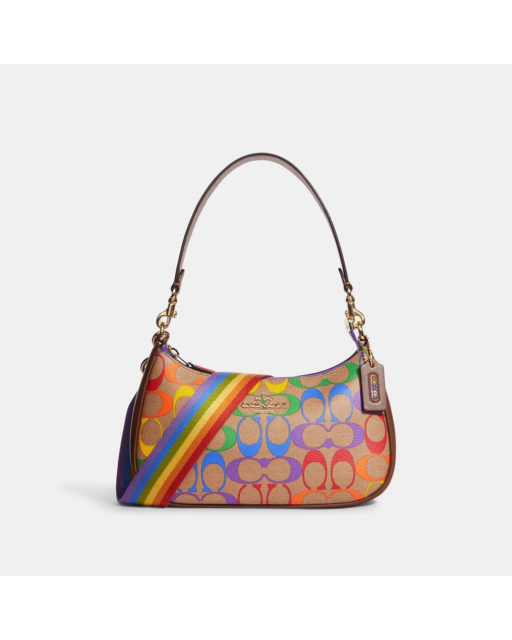COACH Teri Shoulder Bag In Rainbow Signature Canvas Lyst