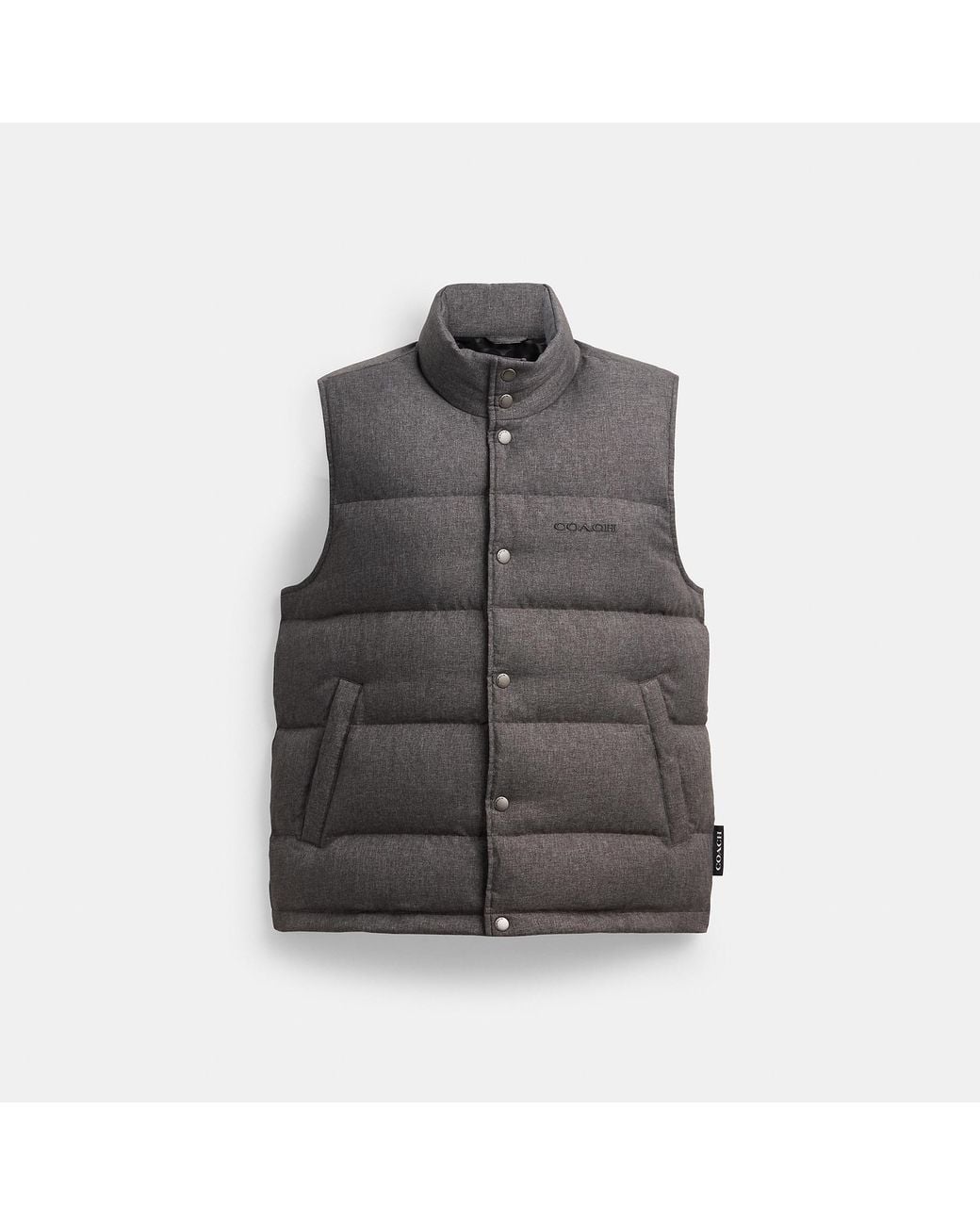 COACH Gray Solid Down Vest for men