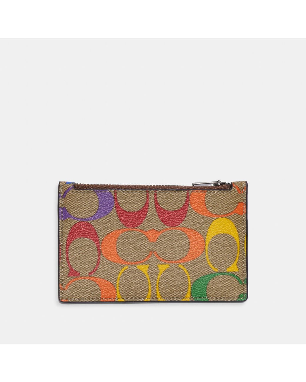 Coach Outlet Zip Card Case In Rainbow Signature Canvas in Natural for