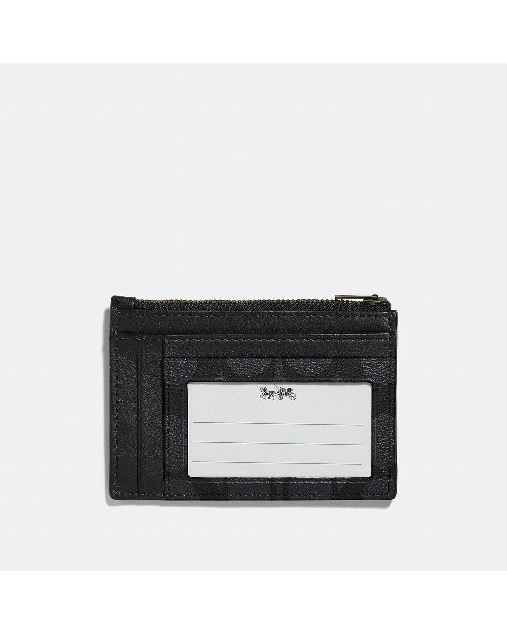 Coach Zip Card Case in Signature Canvas - Men's Wallets - Charcoal