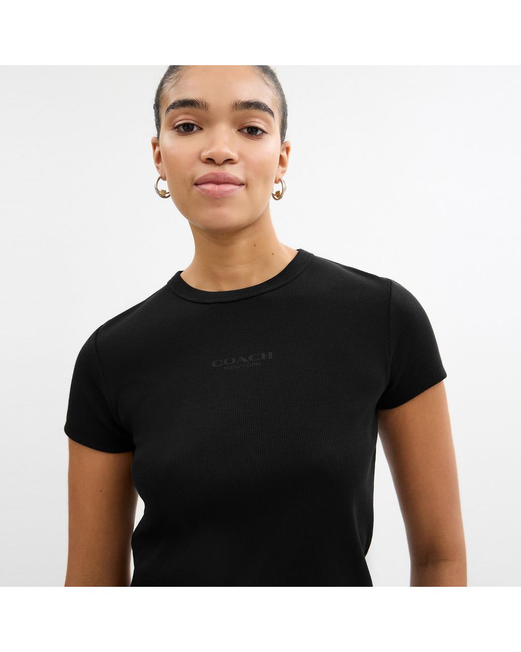 COACH New York Ribbed T-Shirt in Black | Lyst