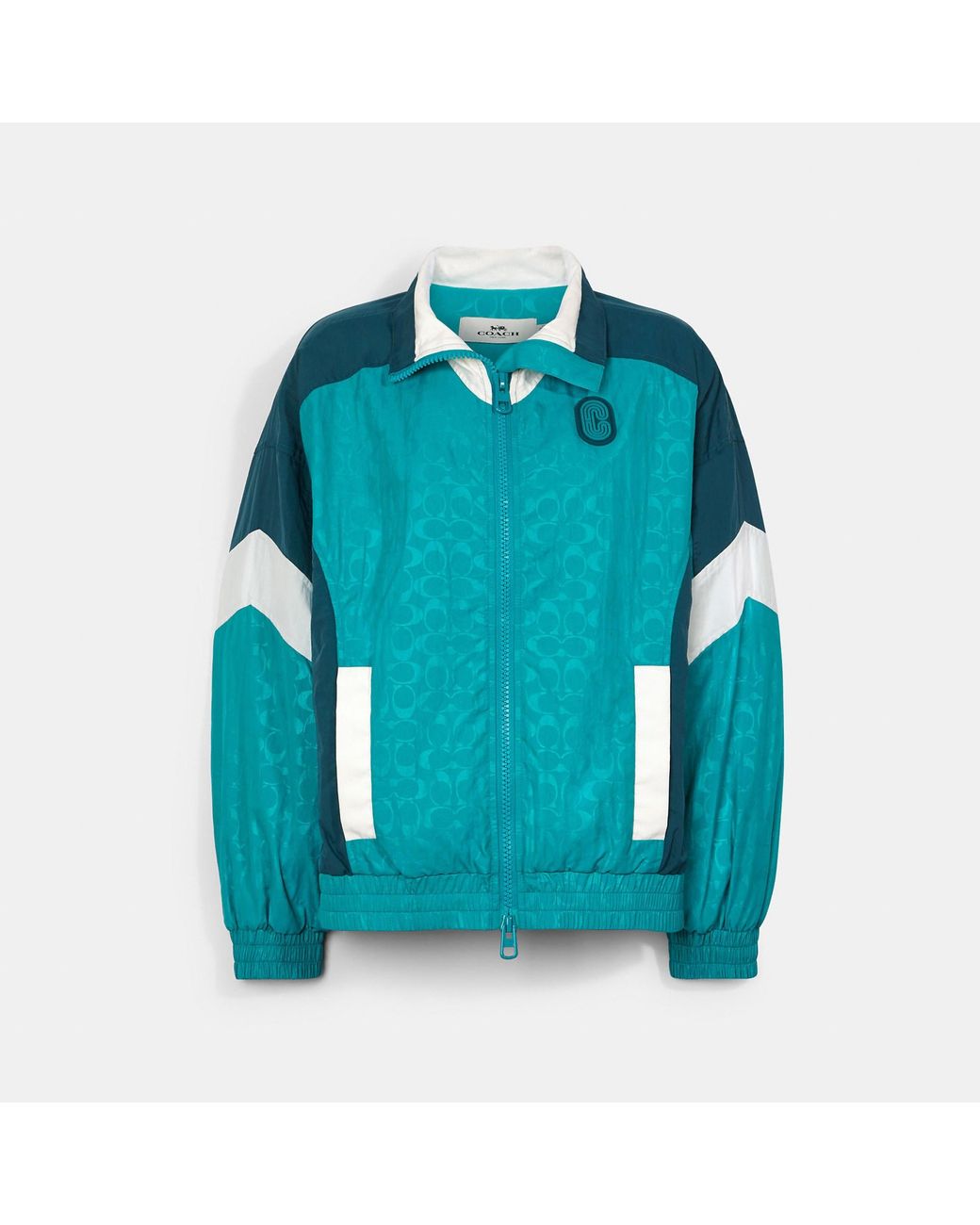 Coach Outlet Synthetic Colorblock Signature Track Jacket in Green Lyst