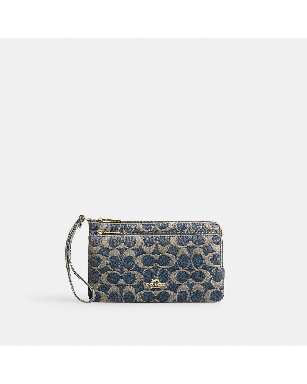 COACH Gray Double Zip Wristlet