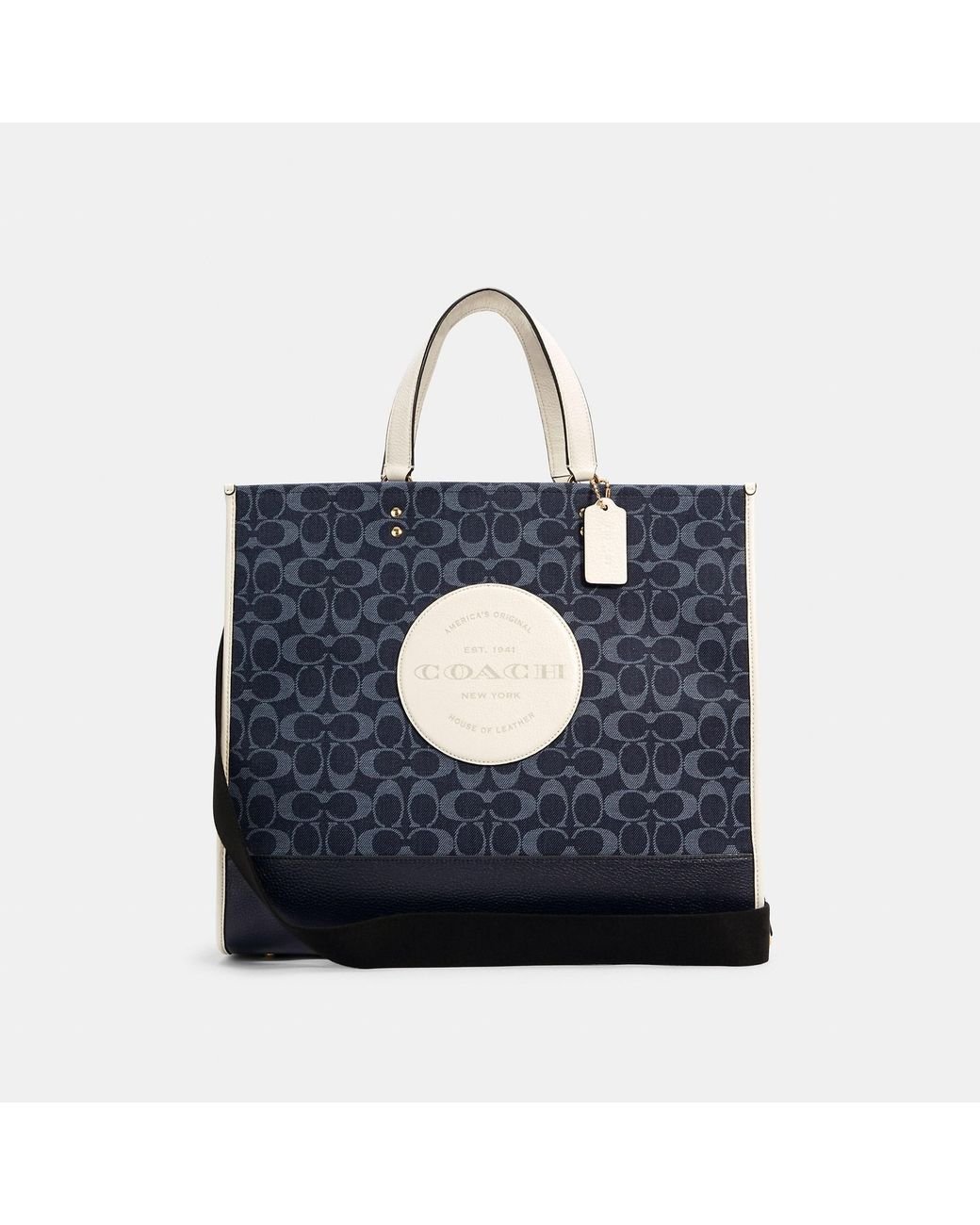 Coach Outlet Leather Dempsey Tote 40 In Signature Denim With Coach