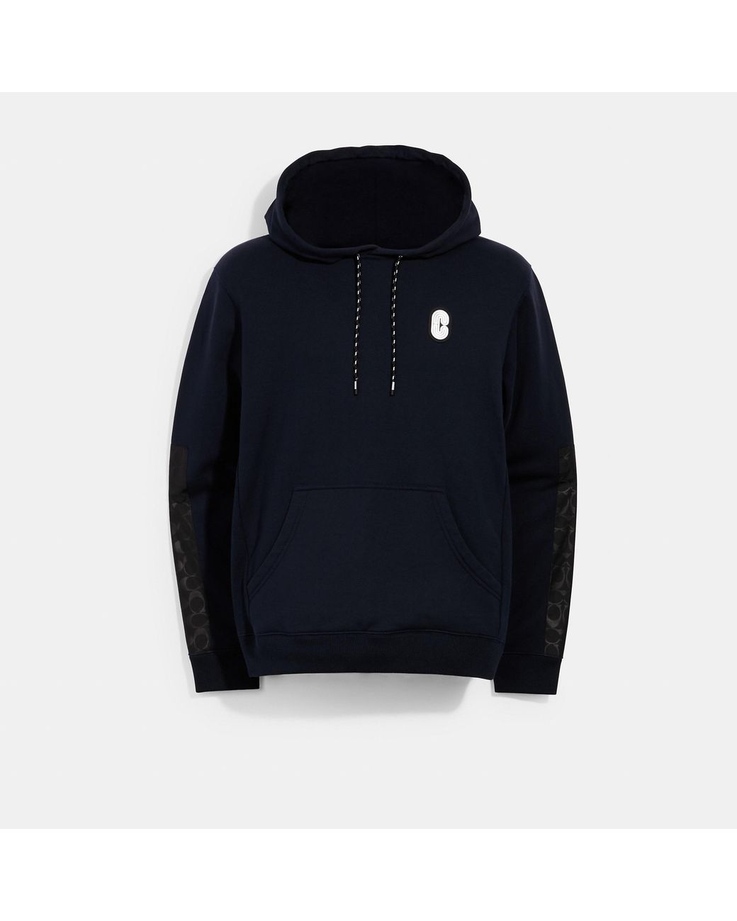 COACH Cotton Mixed Media Hoodie in Navy (Blue) for Men Lyst