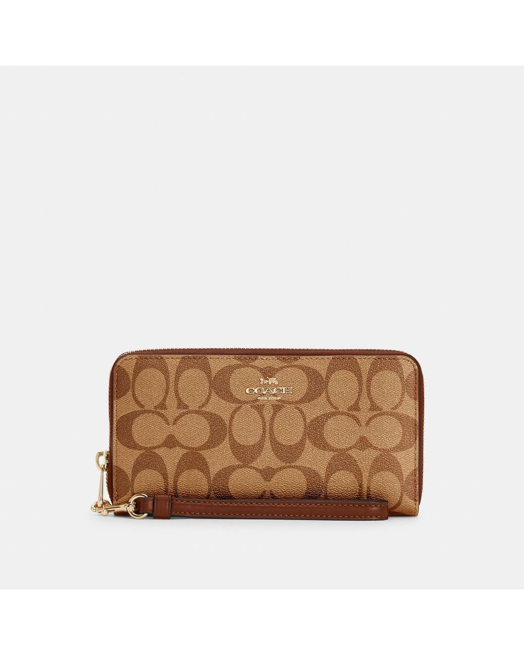 COACH Long Zip Around Wallet In Signature Canvas in Brown Lyst