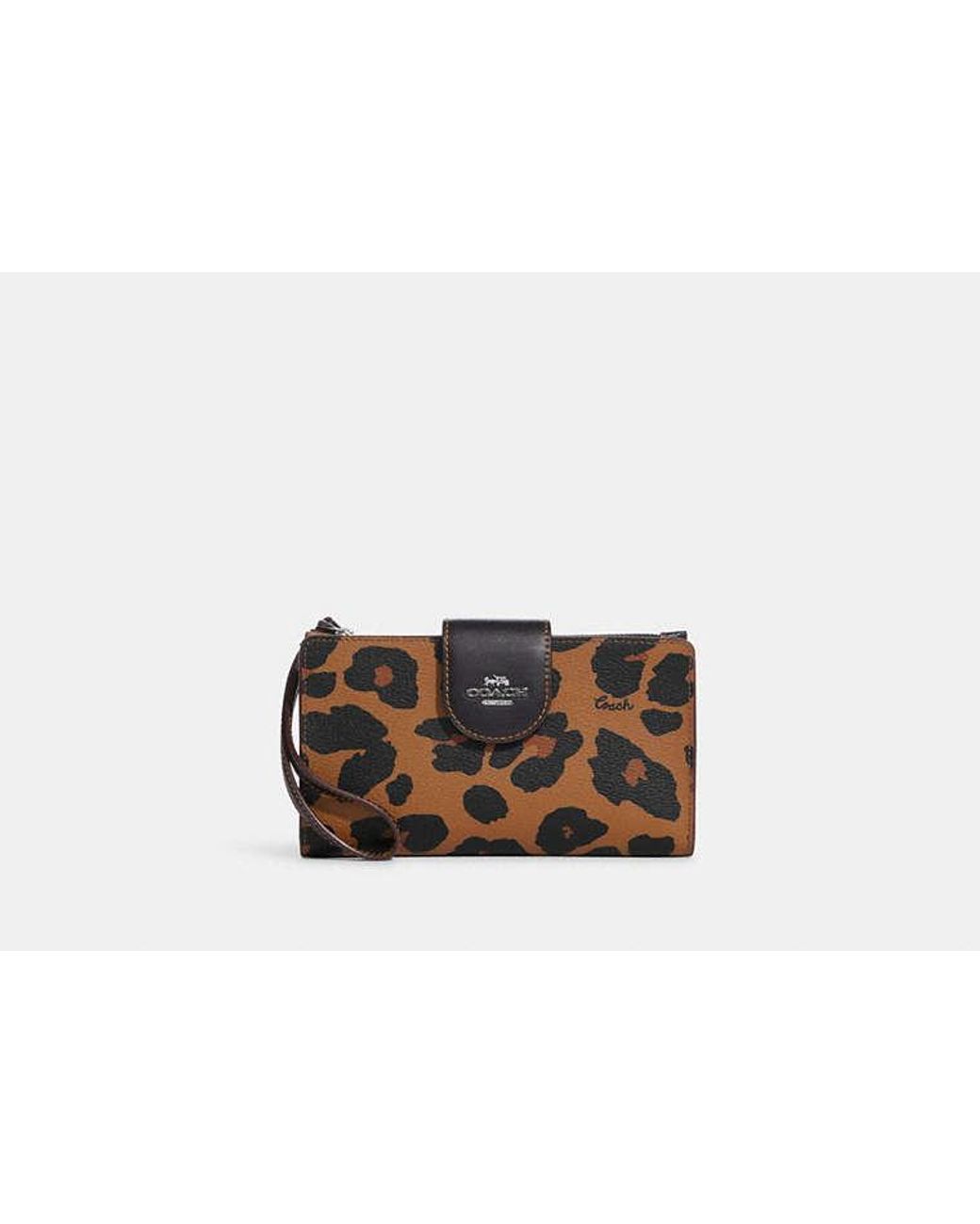 Coach Outlet Large Corner Zip Wristlet With Spotted Animal Print in Black |  Lyst