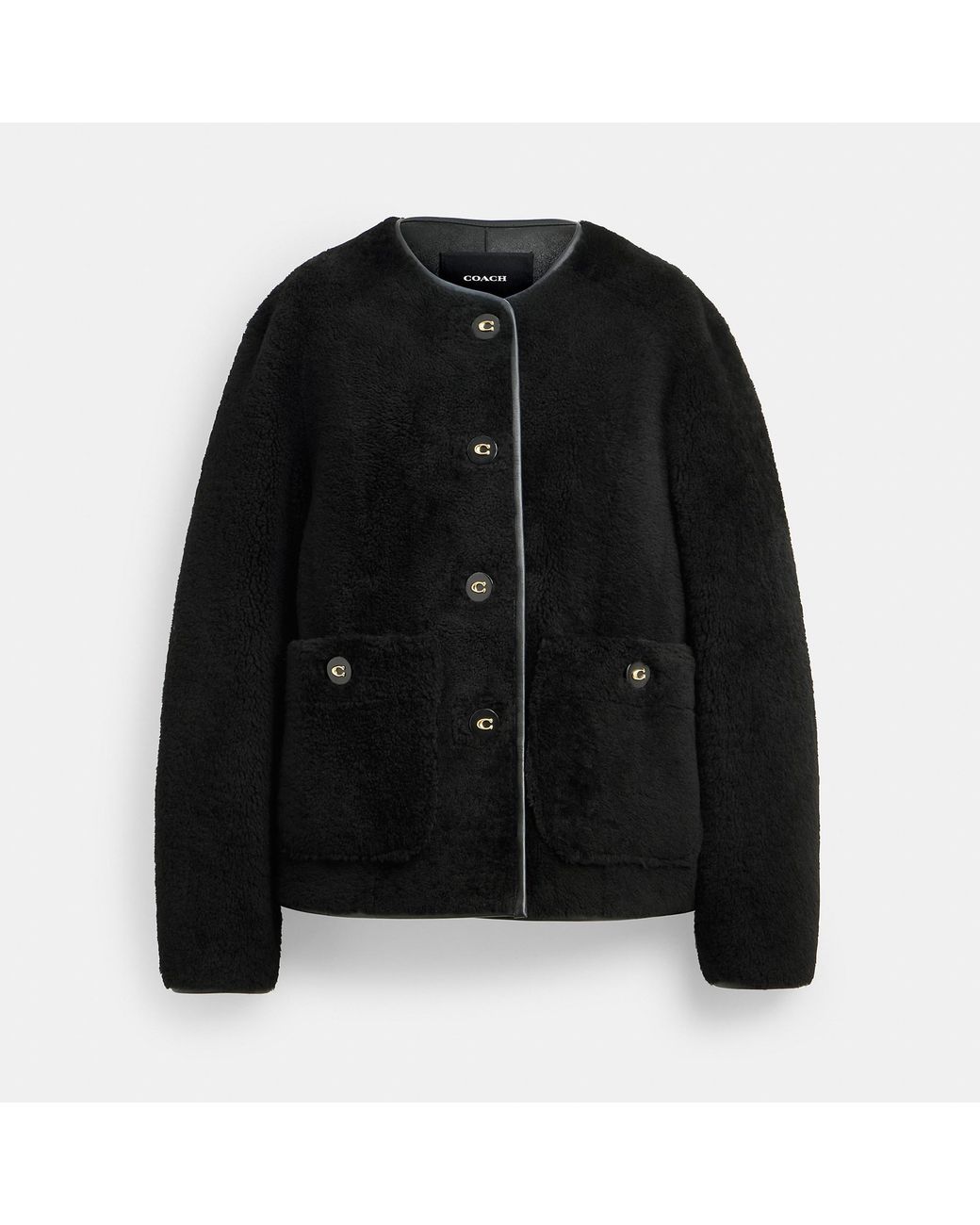 COACH Black Fluffy Shearling Coat