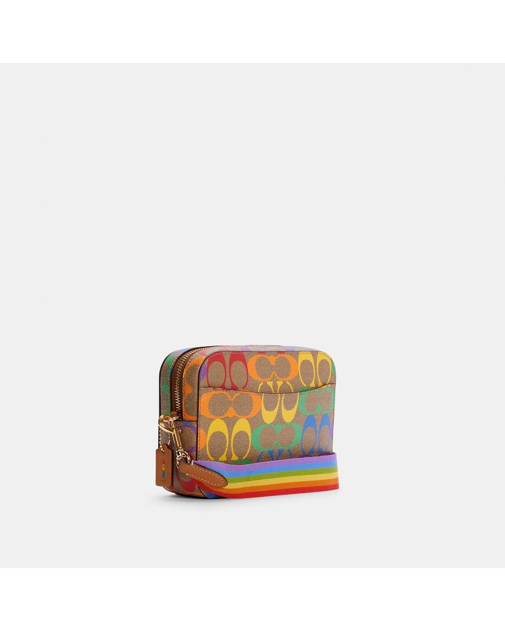 COACH Mini Camera Bag In Rainbow Signature Canvas Lyst