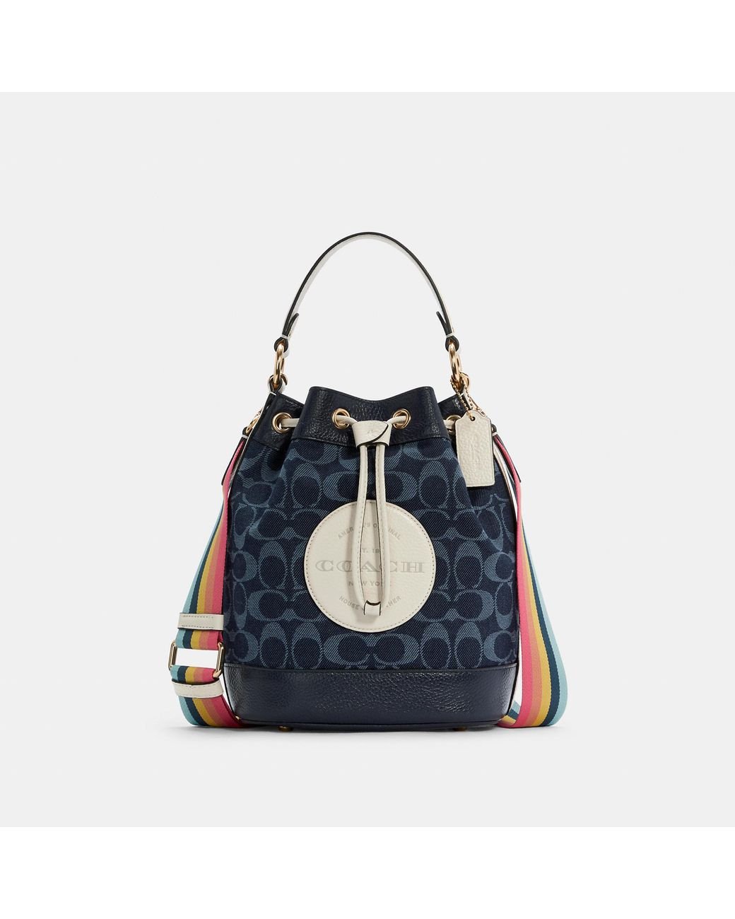 COACH Dempsey Drawstring Bucket Bag In Signature Denim in Blue Lyst