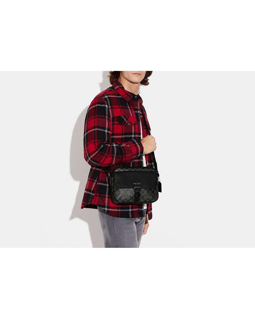 COACH Hudson Crossbody In Signature Canvas in Black for Men Lyst