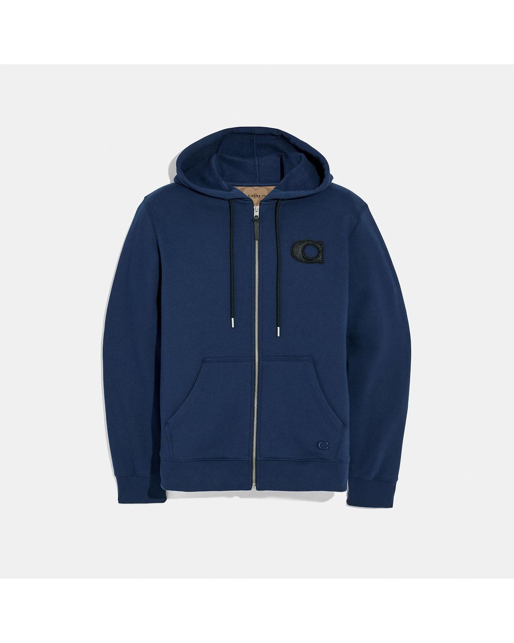 COACH Cotton Varsity C Zip Up Hoodie in Navy (Blue) for Men Lyst