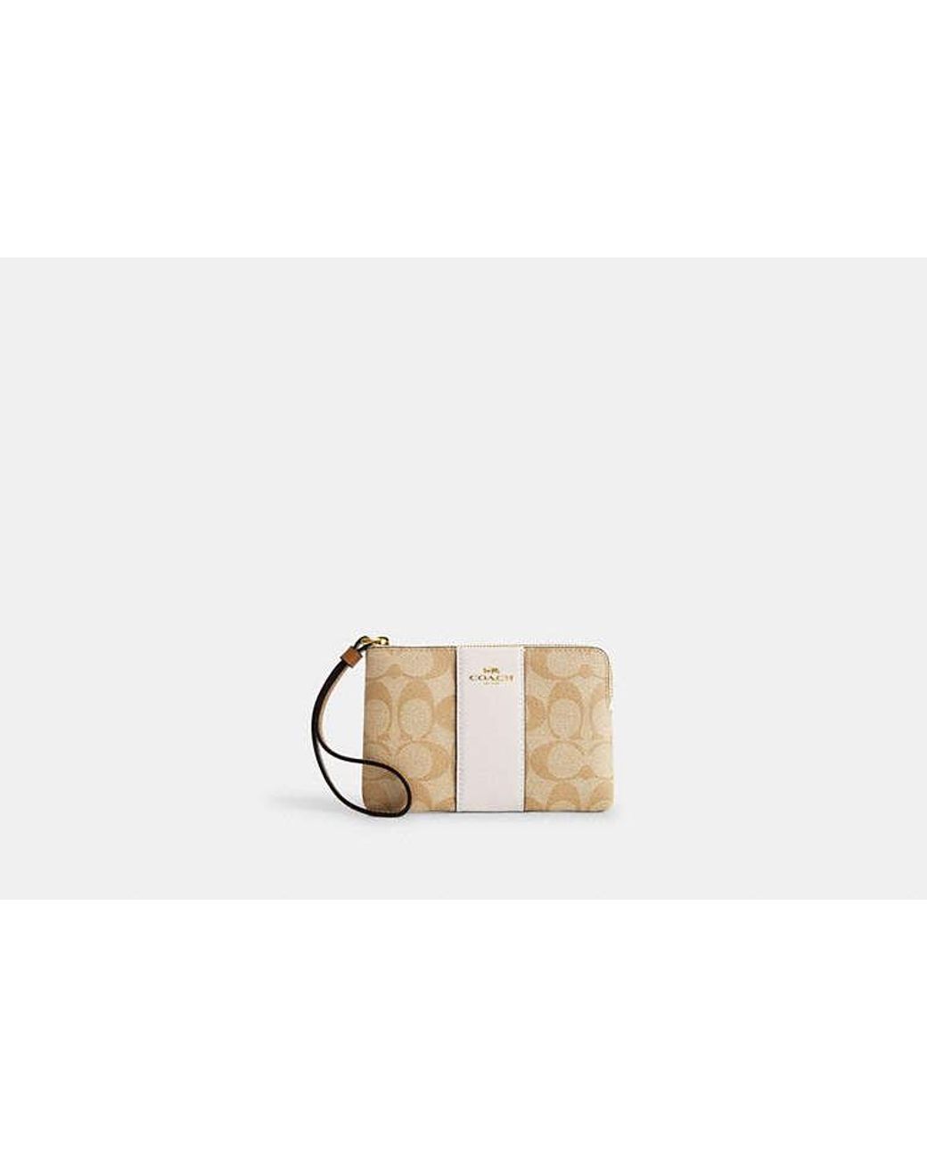 COACH Corner Zip Wristlet In Signature Canvas With Stripe in Black Lyst