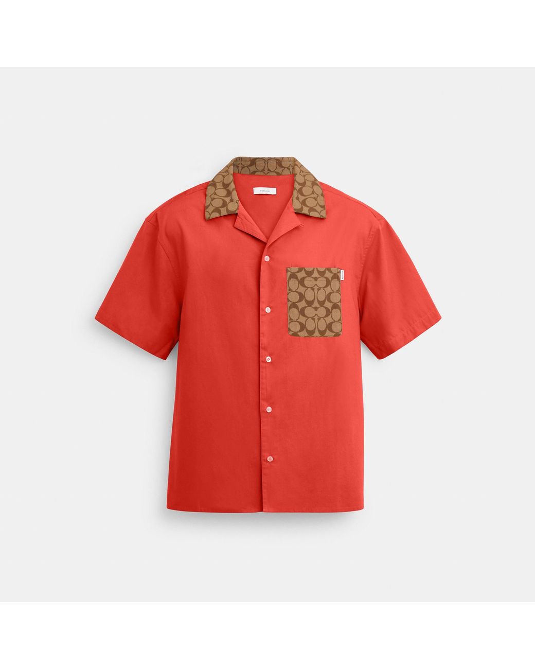 Coach Outlet Signature Colorblock Camp Shirt in Red for Men Lyst