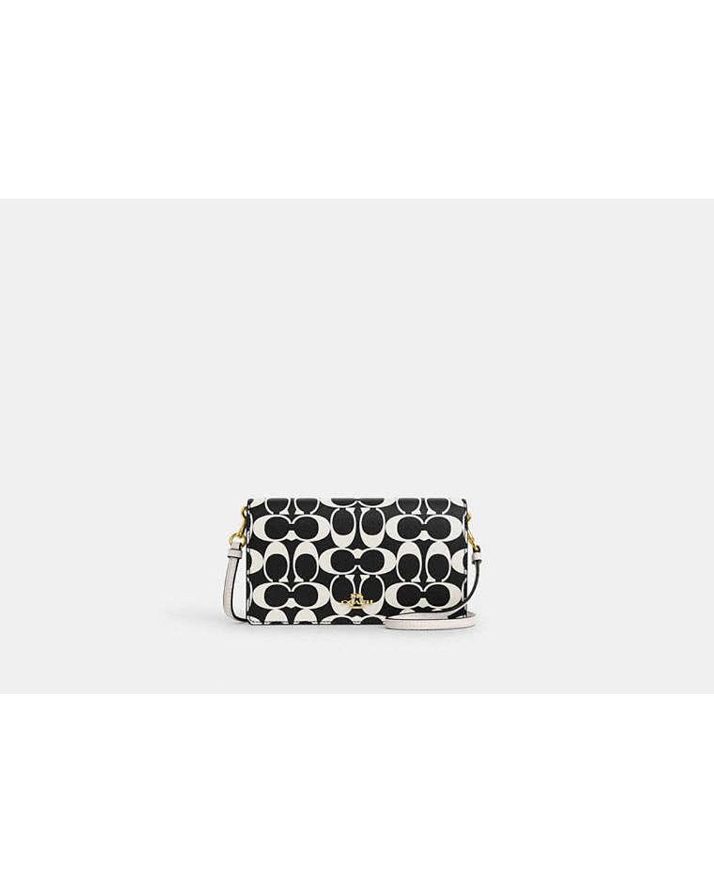 COACH Anna Foldover Clutch Crossbody In Signature Canvas In Black | Lyst