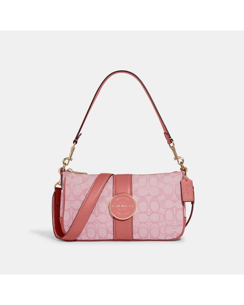 Coach Outlet Lonnie Baguette In Signature Jacquard in Pink | Lyst