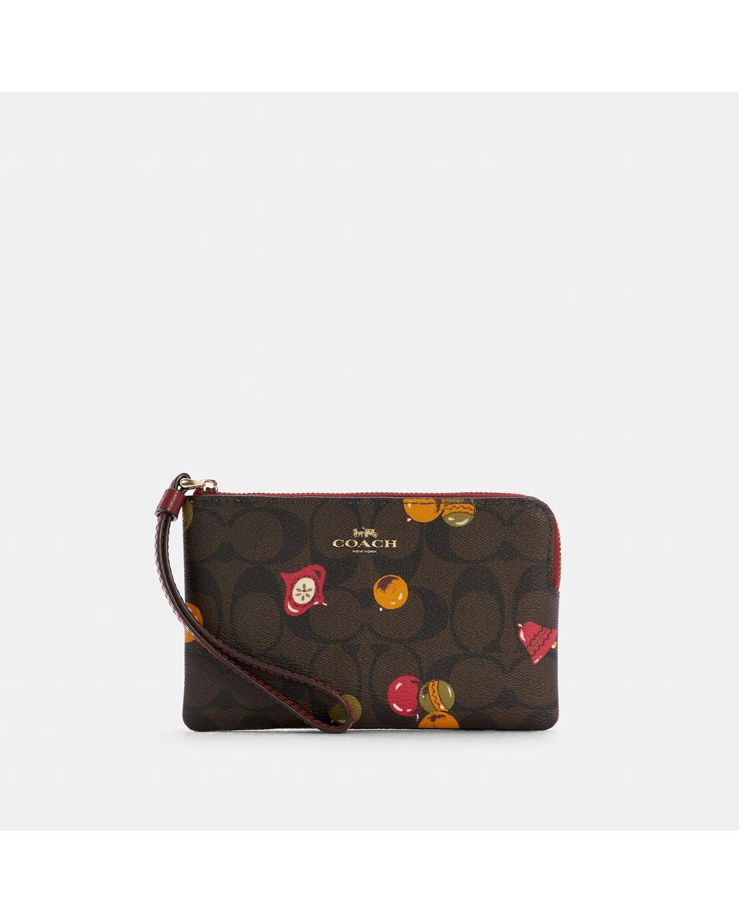 Coach Outlet Corner Zip Wristlet In Signature Canvas With Ornament Print in  Black | Lyst