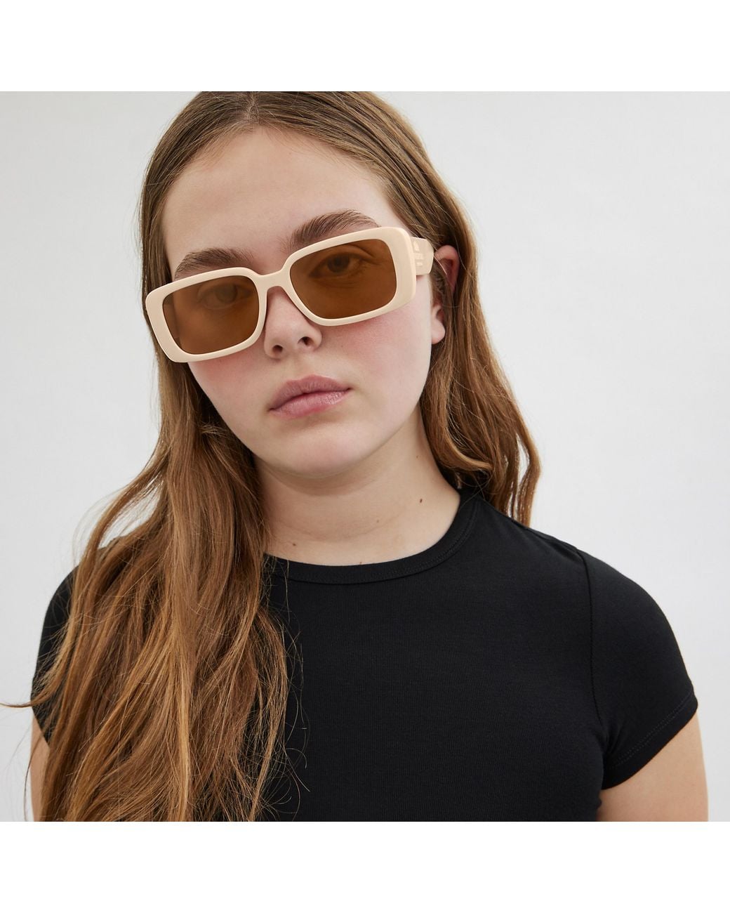 COACH Brown Narrow Rectangle Sunglasses