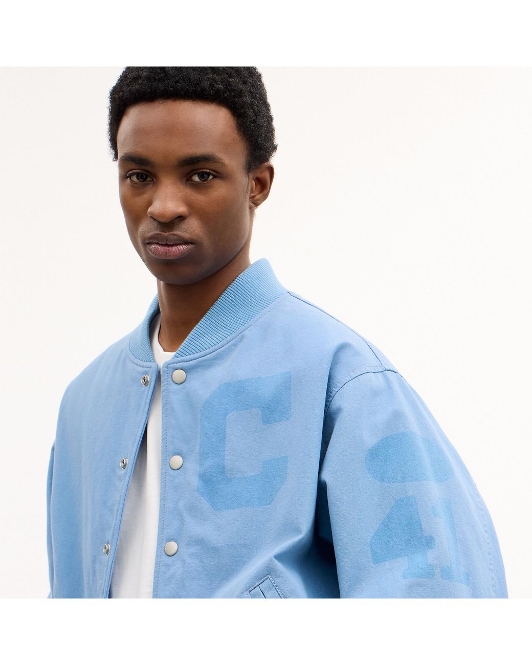 COACH Blue Canvas Varsity Jacket for men