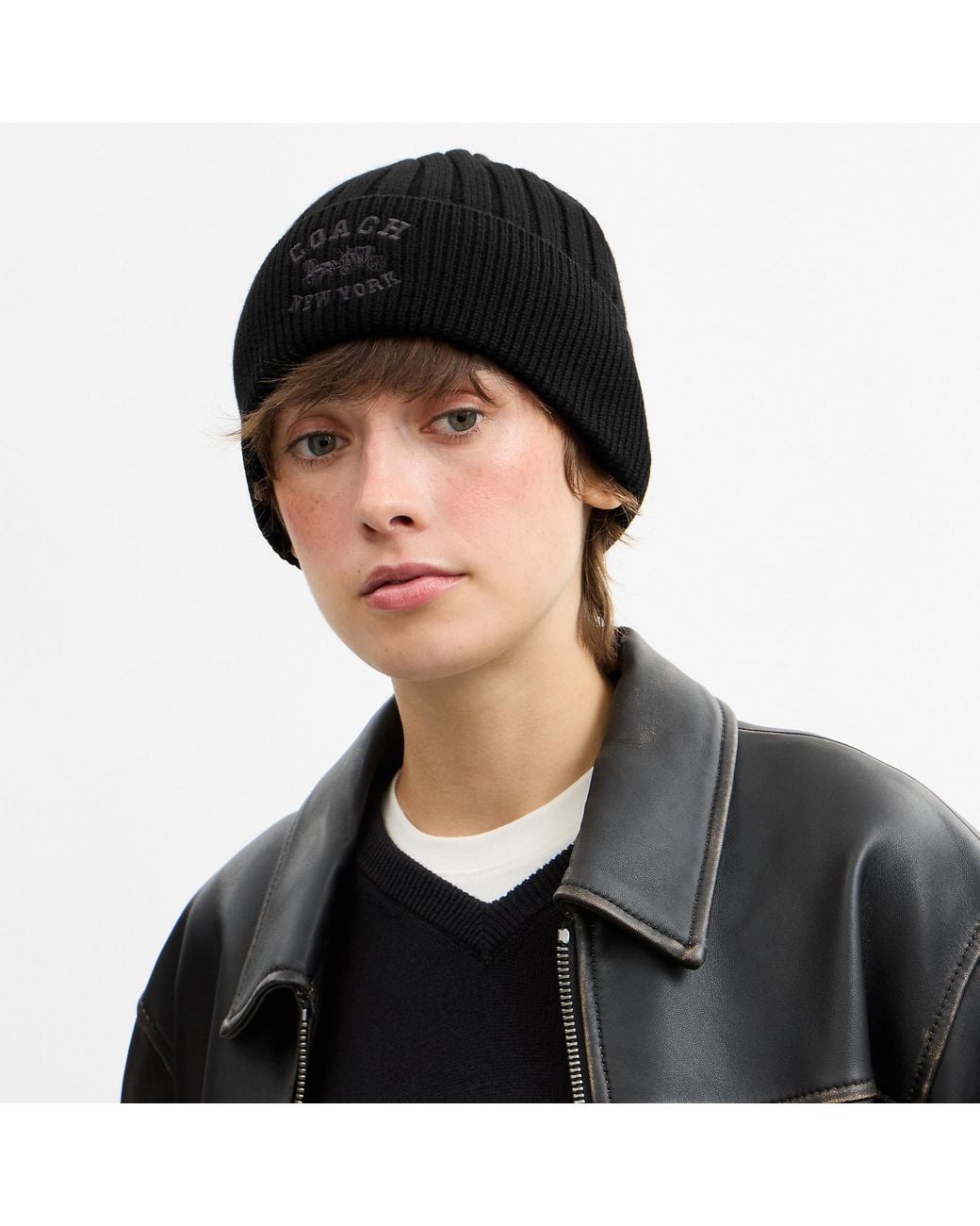COACH Black Knit Beanie