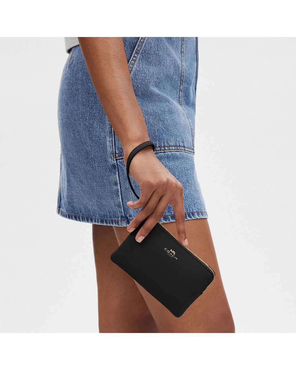 COACH Black Corner Zip Wristlet
