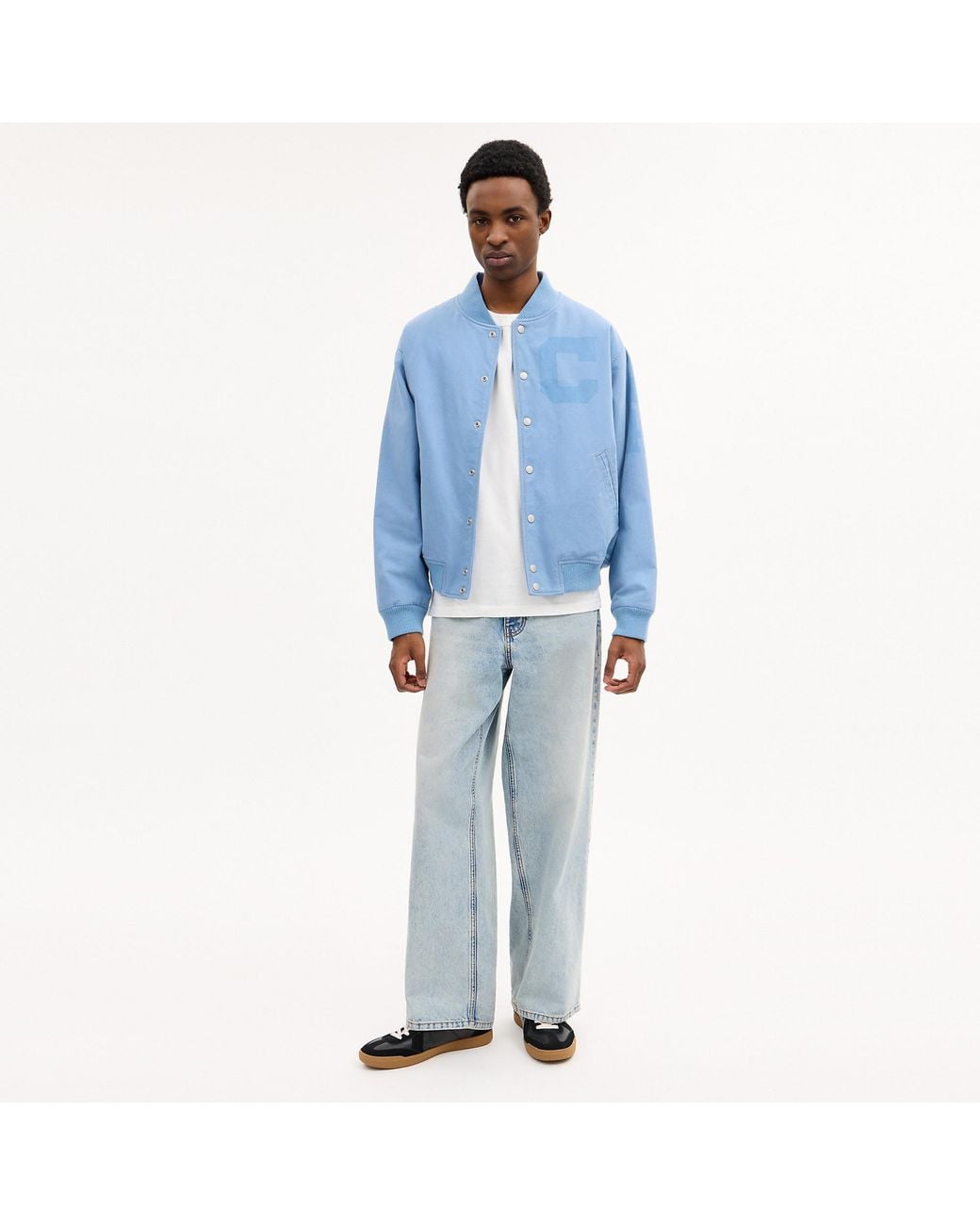 COACH Blue Canvas Varsity Jacket for men