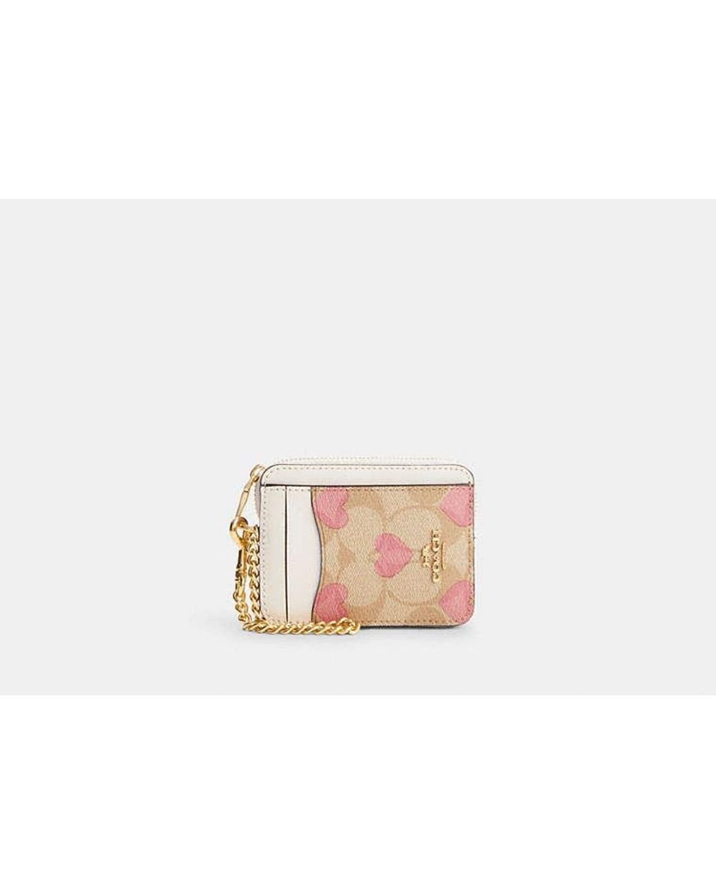 COACH Zip Card Case In Signature Canvas With Heart Print in Black Lyst