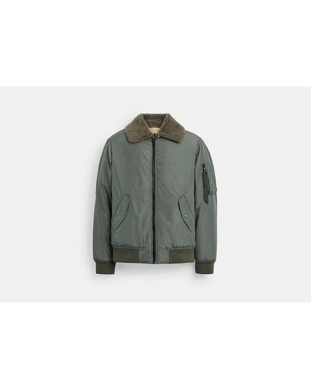 coach MA-1スタイルジャケット オリーブ COACH Sherpa Ma 1 Jacket in Green for Men | Lyst