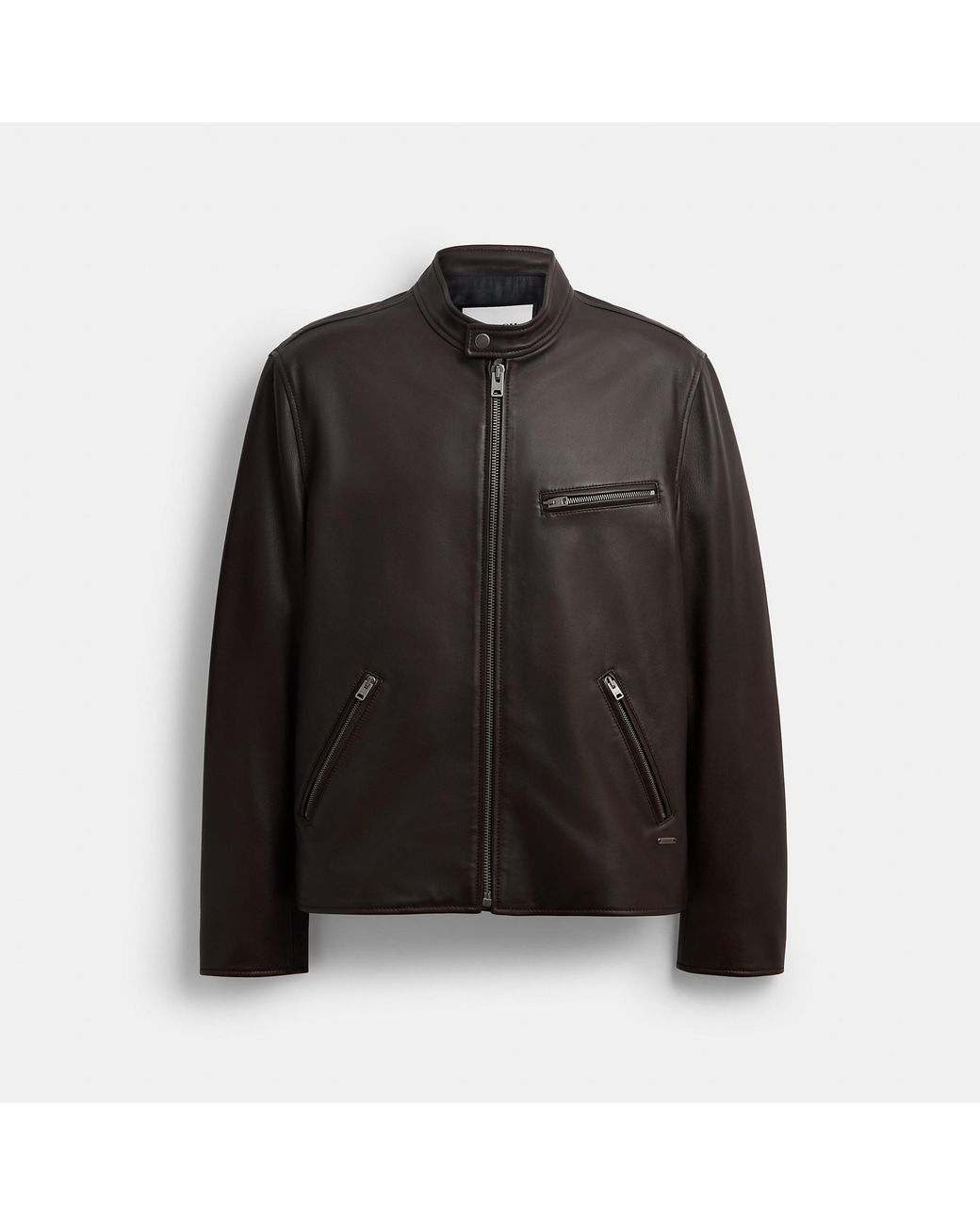 COACH Black Leather Racer Jacket for men