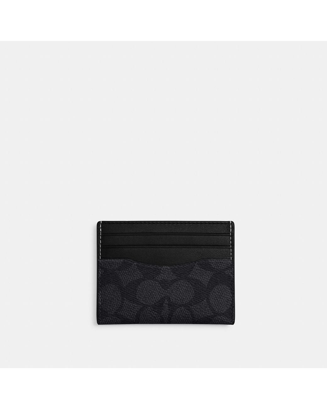 COACH Black Signature Canvas Card Holder for men