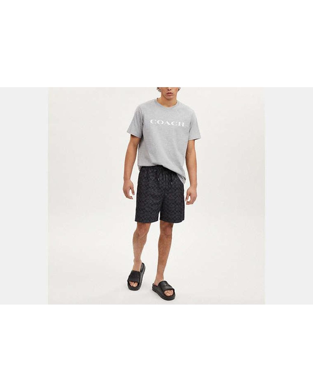 COACH Signature Swim Trunks in Black for Men | Lyst