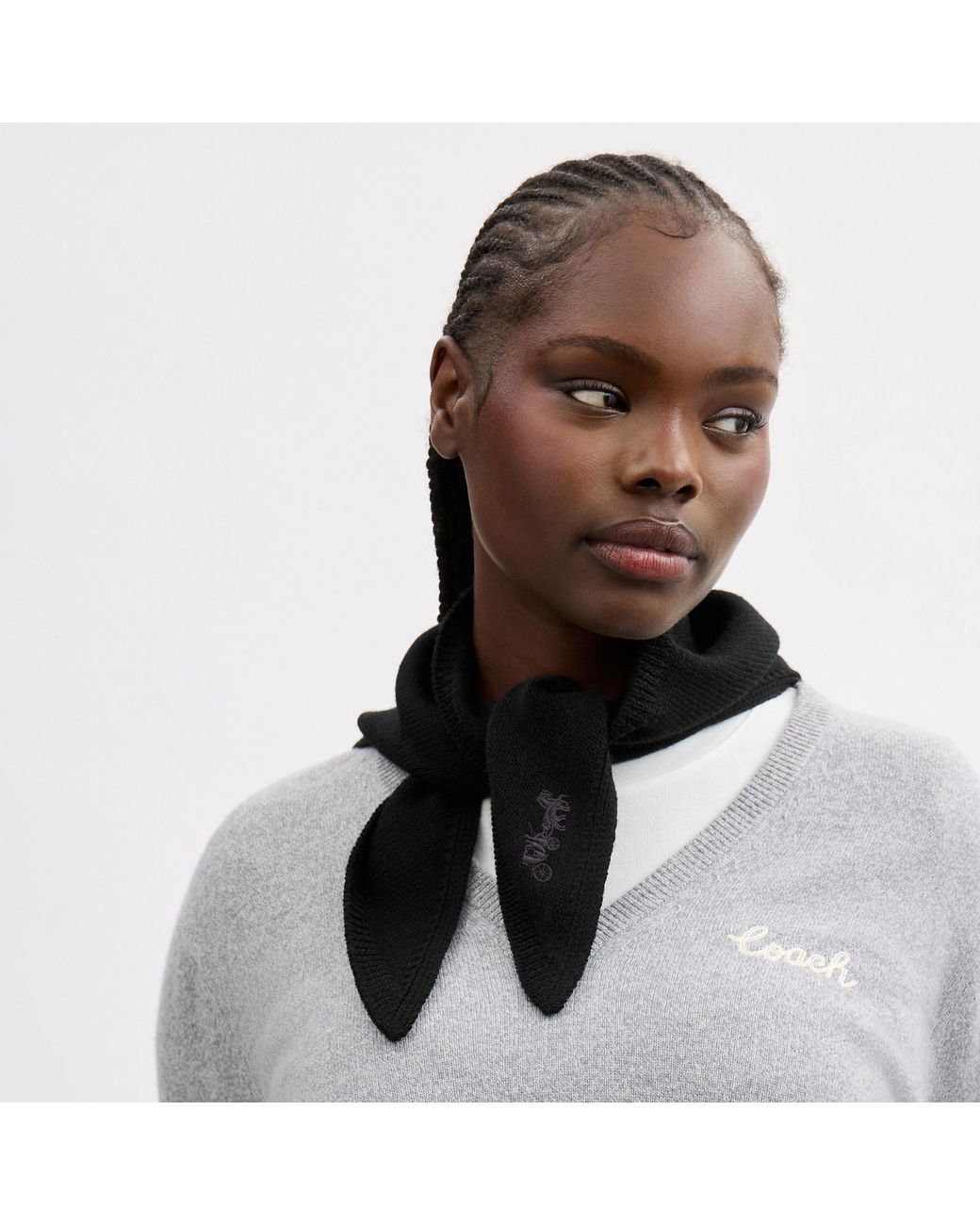 COACH Black Knit Triangle Scarf
