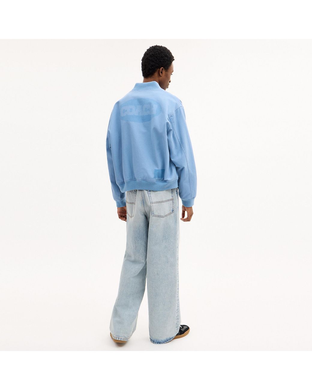 COACH Blue Canvas Varsity Jacket for men