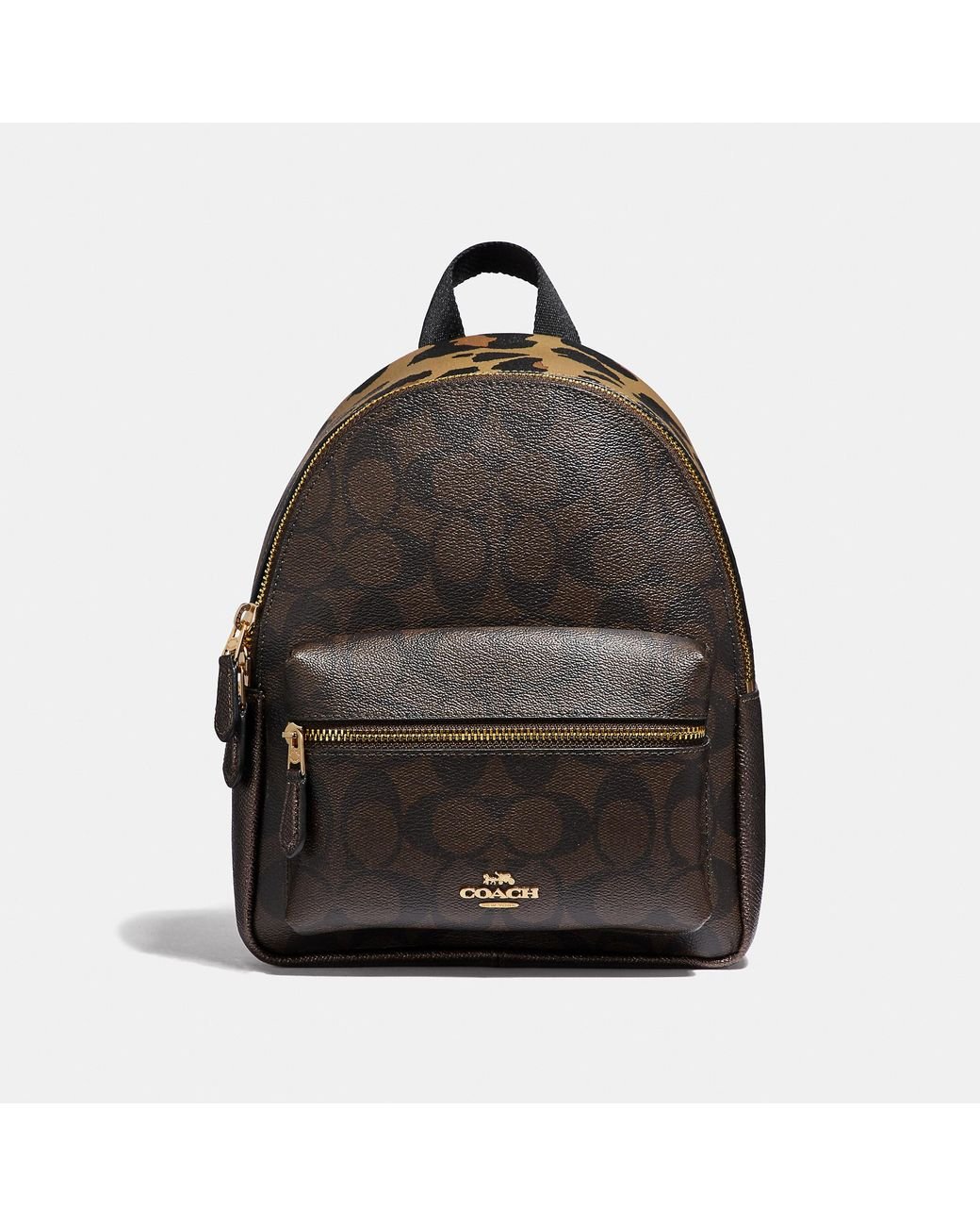 COACH Mini Charlie Backpack In Signature Canvas With Leopard Print In ...